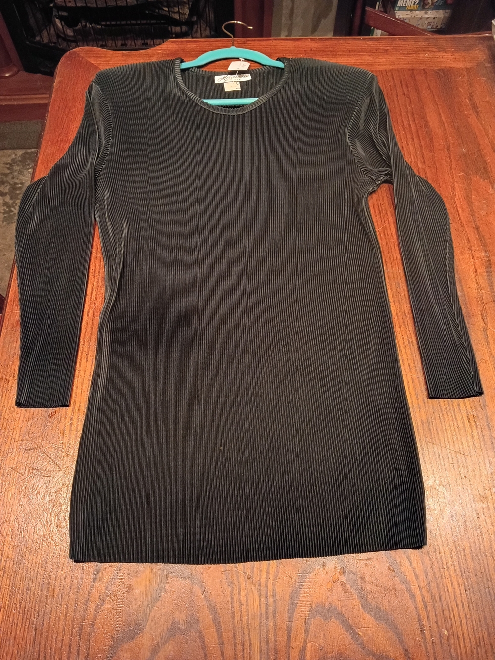 Vintage Maxima Black Ribbed Mini Dress